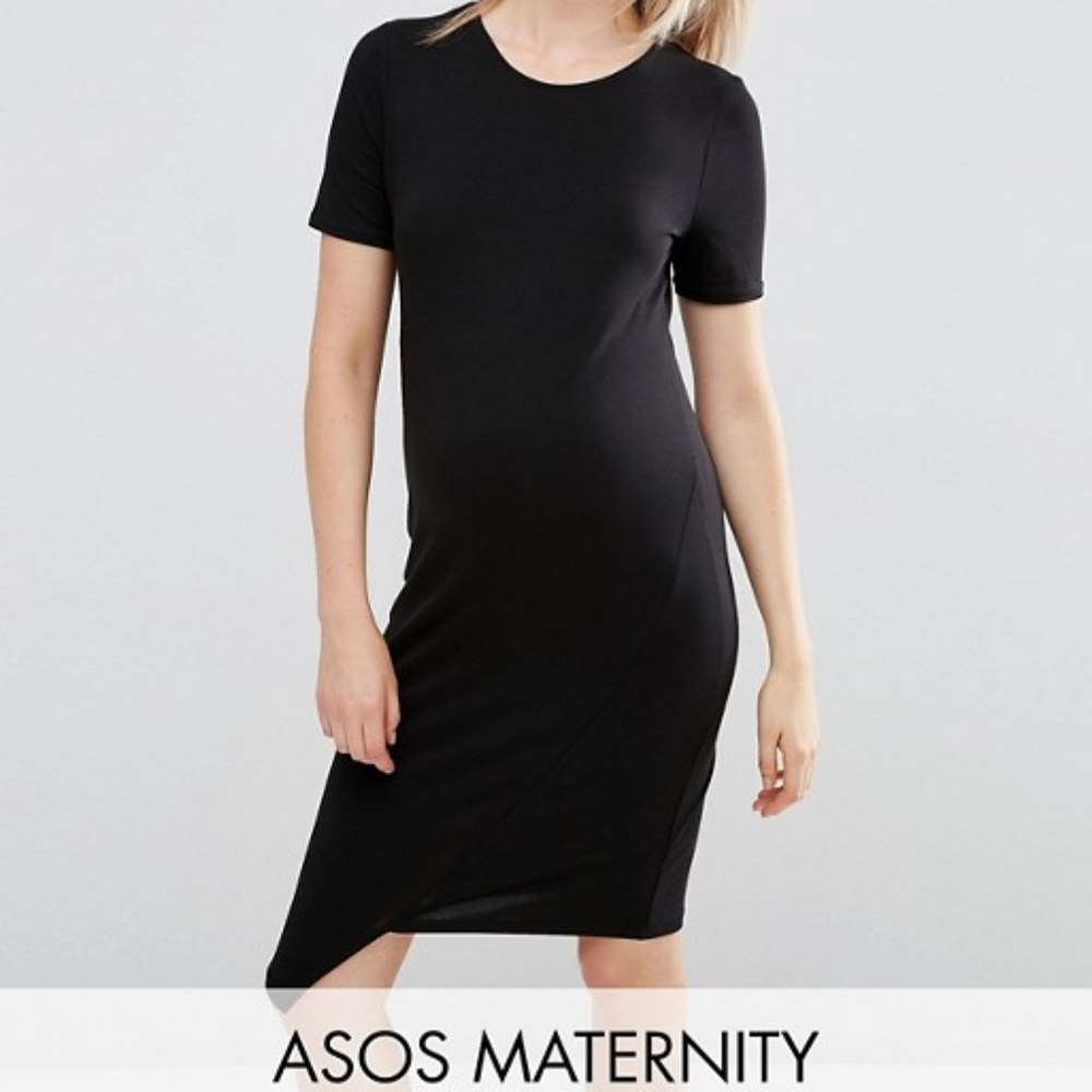 ASOS Maternity Short Sleeve Asymmetric Bodycon Dre